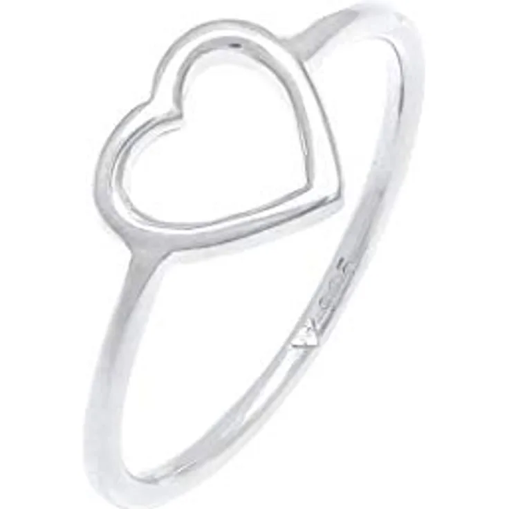 Elli Damenring Herz Cut Out, filigran in 925 Sterling Silber, handgefertigt und anlaufgeschützt