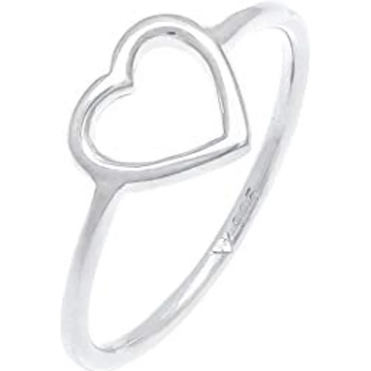 Elli Damenring Herz Cut Out, filigran in 925 Sterling Silber, handgefertigt und anlaufgeschützt – Bild 1