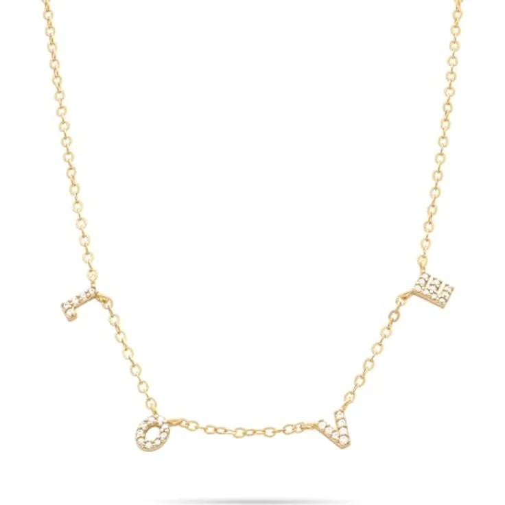 Tamaris Damen Halskette TJ-0699-N-45, 925 Silber IP Gold mit Zirkoniasteinen und "LOVE" Schrift, 45 cm – Bild 1