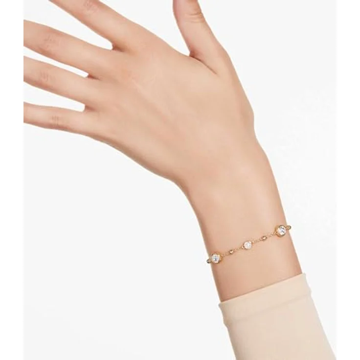 Swarovski Imber Armband, Vergoldetes Damenarmband mit Weißen Rundkristallen und Schimmernden Metalltropfen – Bild 5