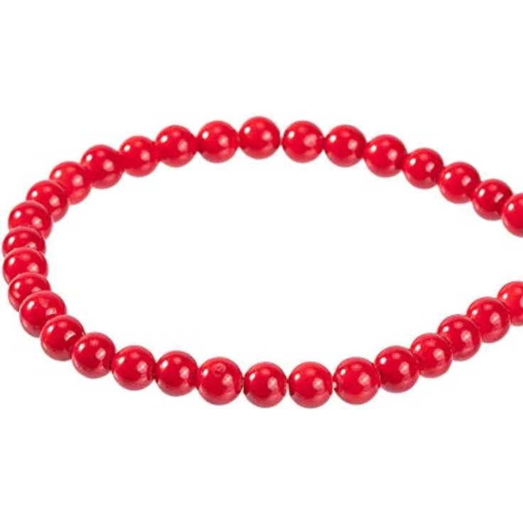 NBEADS Gefärbte Jade Perlen, rote runde Edelsteinperlen, 6 mm, 1 Strang ca. 65 Stück für DIY Schmuckherstellung – Bild 4