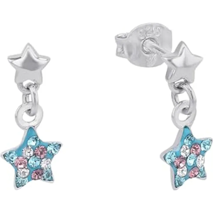 Prinzessin Lillifee Paar Ohrstecker Stern, mit glitzernden Kristallsteinen, rosa
