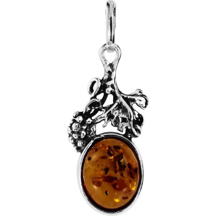 OSTSEE-SCHMUCK Kettenanhänger Vani, Sterlingsilber 925/000 mit cognacfarbenem Bernstein, 10 x 8 mm