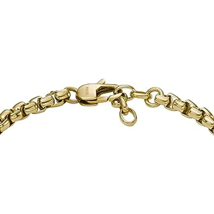 Fossil Herren-Gliederarmband All Stacked Up, Edelstahl goldfarben mit poliertem Finish, 200mm+20mm, Karabinerverschluss – Bild 2