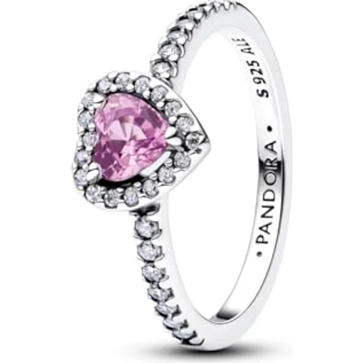 PANDORA Damen-Silberring Erhabenes Herz mit Zirkonia und Kristall, helllila, Ringgröße 52/16,6 – Bild 2