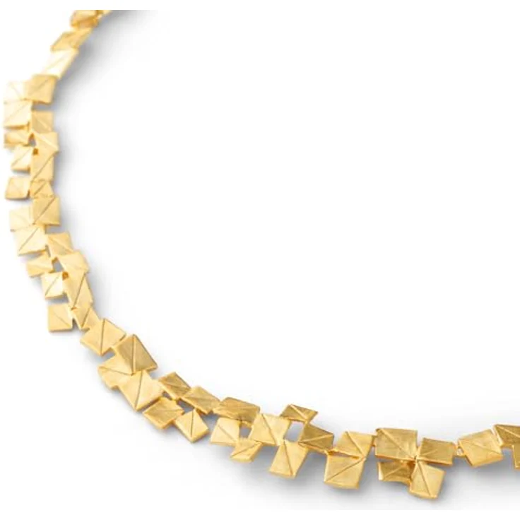 Heideman Partis Halskette, Damen Edelstahl, silber-gold matt, gebürstete Oberfläche in geometrischen Formen, hypoallergen – Bild 1