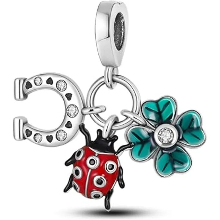 TINSLO Charm Anhänger 925 Sterling Silber, Zirkonia-Steine, kompatibel mit Pandora Armband und Halskette für Frauen und Mädchen