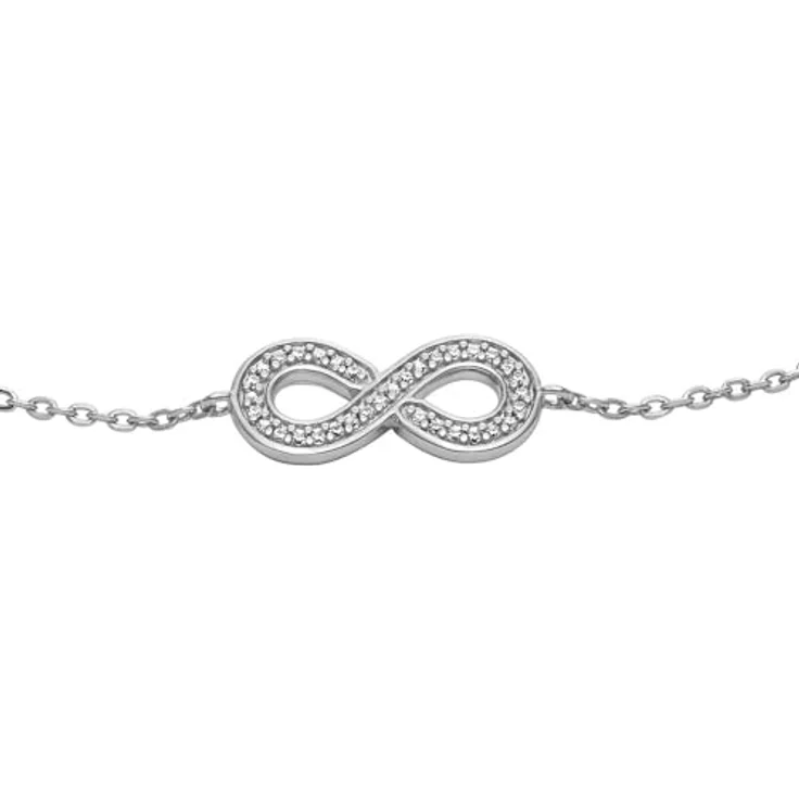 Fossil Damen-Gliederarmband Infinity, Sterlingsilber poliert mit Karabinerverschluss, Silber – Bild 2