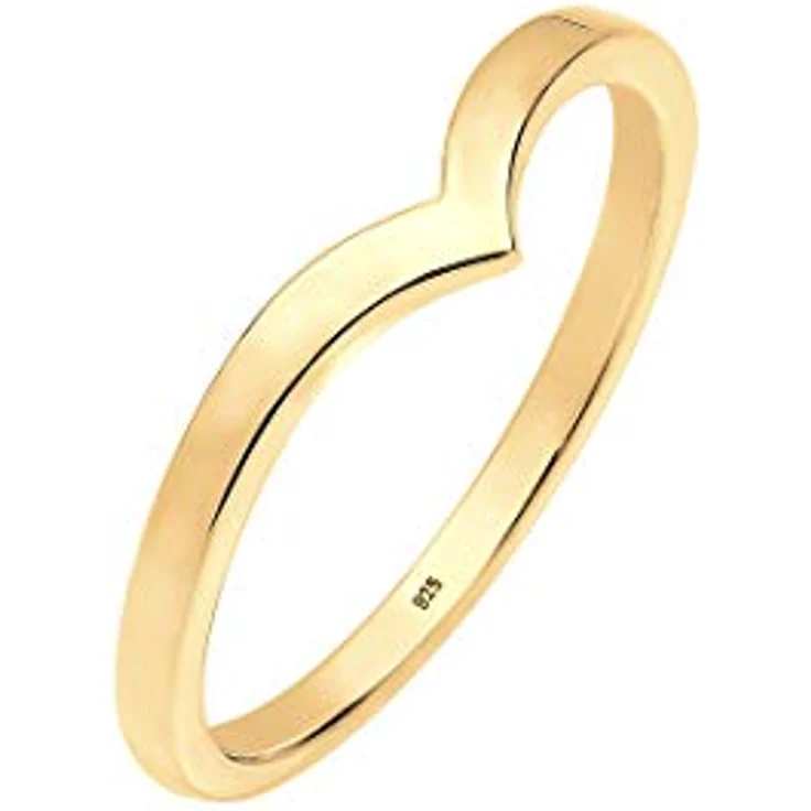 Elli V-Form Stacking Ring Damen, 925 Sterling Silber vergoldet, handgefertigt, anlaufgeschützt – Bild 1
