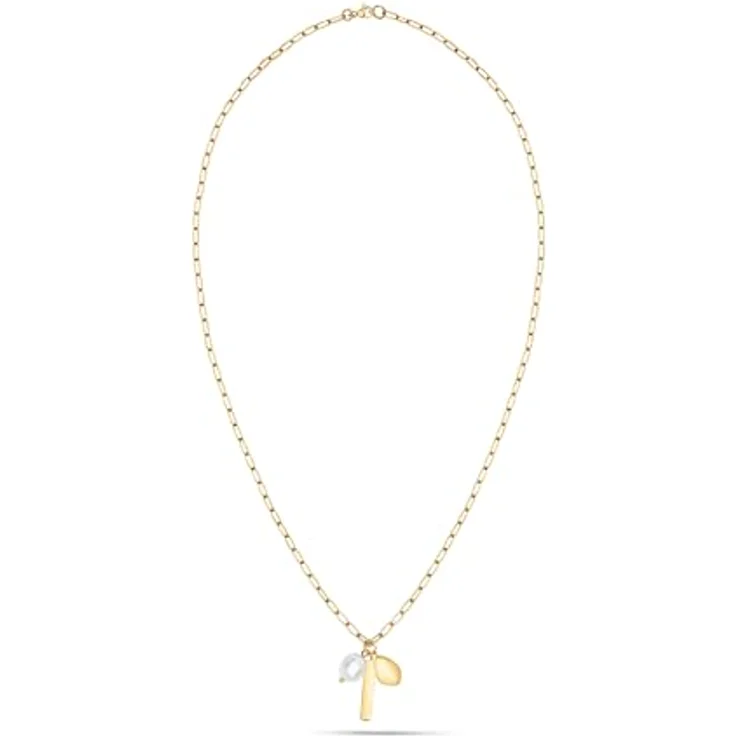 s.Oliver Elegante Halskette aus poliertem Edelstahl, IP Gold, 47 cm Gliederkette, wasserfest & hautfreundlich – Bild 3