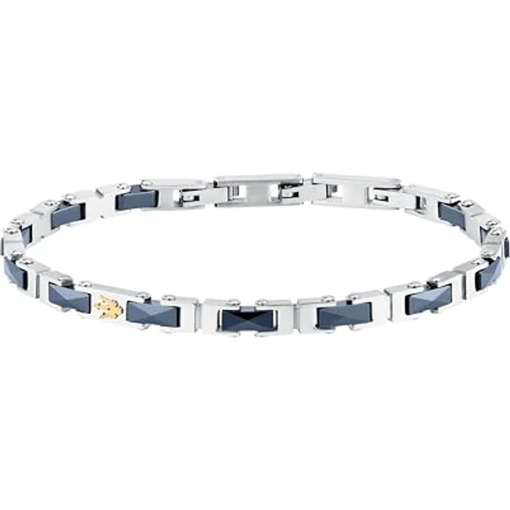Maserati Ceramic BR SS Ceramic Blue, Herren-Armband mit 19 + 3 cm Länge, blau