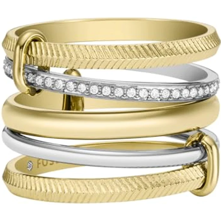 Fossil Prestack-Ring für Damen All Stacked Up, Edelstahl Bicolor, poliert, Größen 16-20 – Bild 4