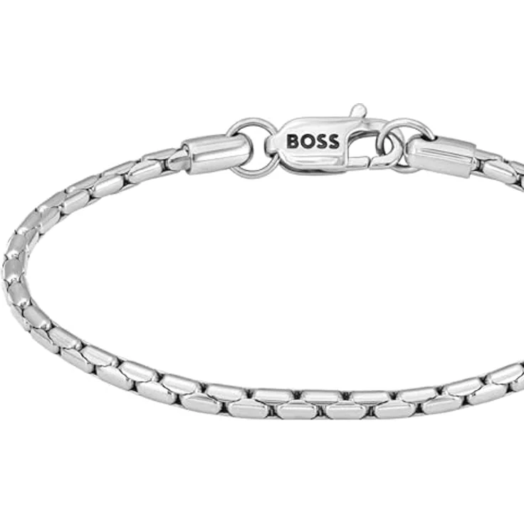 BOSS Jewelry Evan Armband aus Edelstahl, 195 mm Innenumfang, mit Logo-Anhänger und Karabinerverschluss – Bild 2
