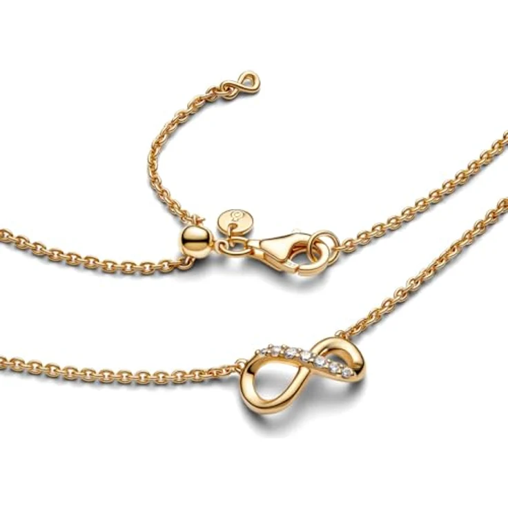 PANDORA Moments Funkelndes Unendlichkeits-Collier, 14 Karat vergoldete Halskette mit Zirkonia Steinen, 50cm – Bild 2
