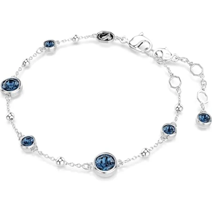 Swarovski Imber Armband, Rhodiniertes Damenarmband mit Blauen Rundkristallen, Armbandlänge 16.5-20.5 cm, Karabinerschließe – Bild 2