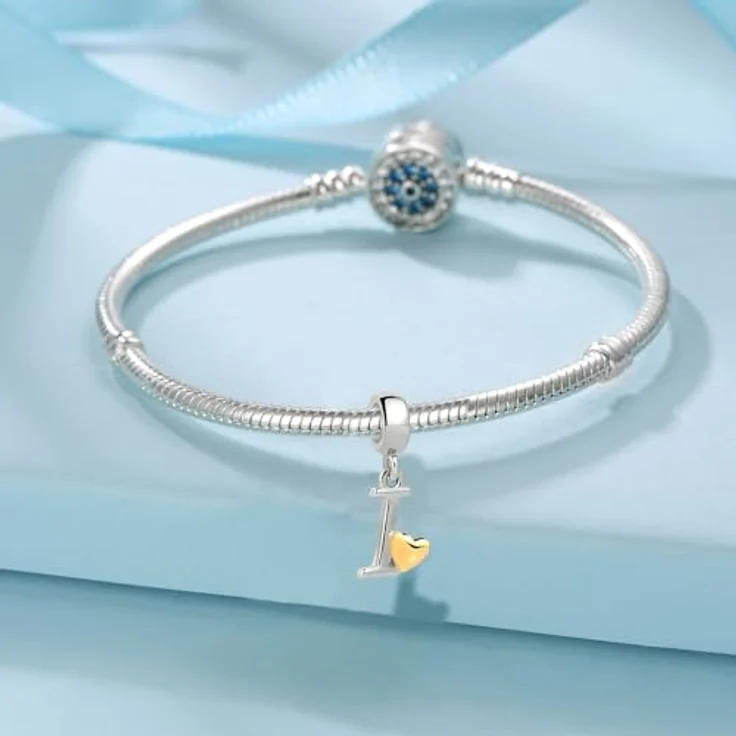 XWN Buchstabe Charm Anhänger Damen, Alphabet A-Z, 925 Sterling Silber mit kubischem Zirkon, kompatibel mit Pandora Armbändern und Halsketten – Bild 2