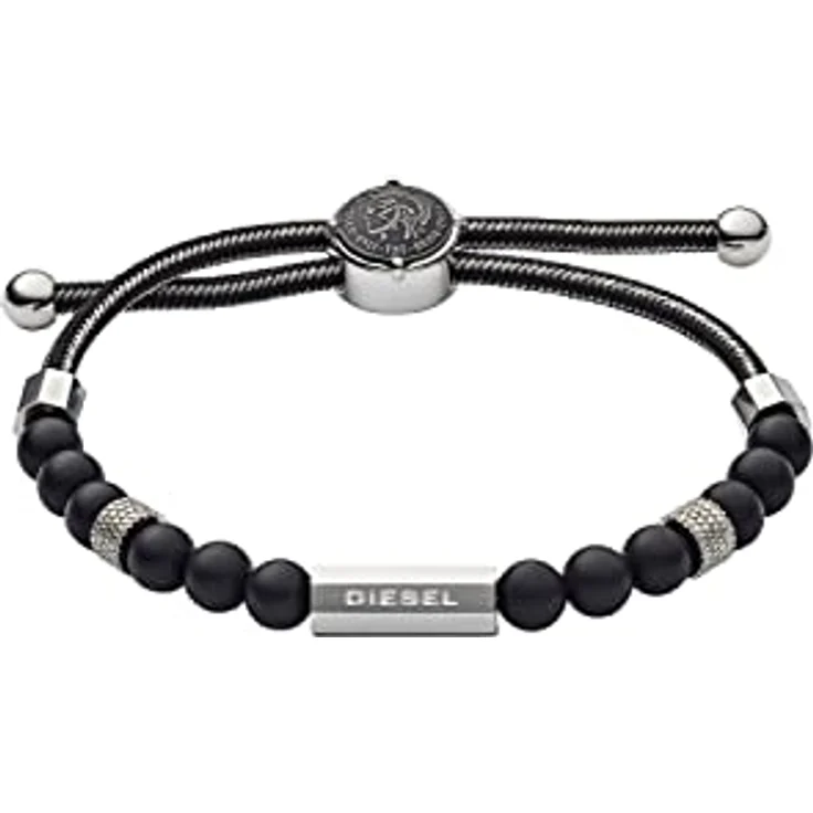 Diesel DX1151040, Herren-Armband aus schwarzen Halbedelsteinen, mit Slider-Verschluss, 16.5 cm - 25 cm, in Geschenkbox – Bild 1