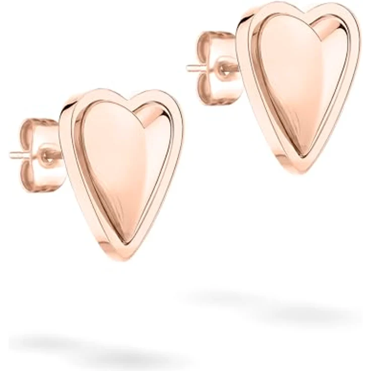 LIEBESKIND BERLIN Metal Heart Ohrring, Ohrstecker Edelstahl IP Roségold, 1,5 cm, Steckverschluss, wasserfest & hautfreundlich – Bild 2
