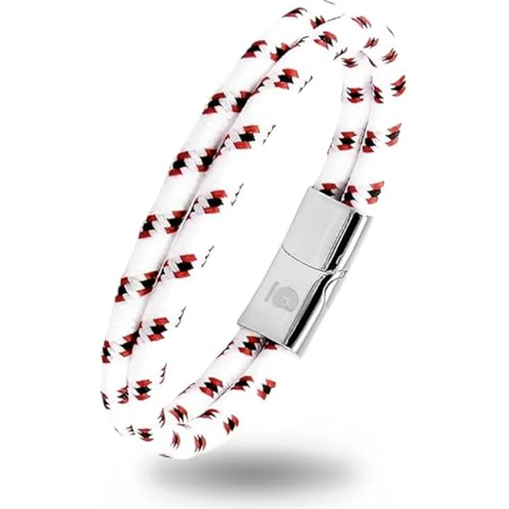 Galeara Noa Segeltau Armband geflochten, nautisch mit Edelstahl Magnetverschluss, 215 mm, weiß – Bild 1