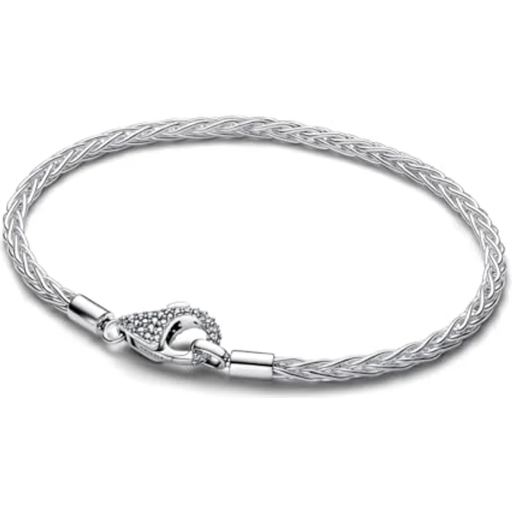 Pandora Silberarmband 594462C01, Damenarmband aus 925 Sterlingsilber mit Fuchsschwanzkette und Pavé-Verschluss, verziert mit Zirkonia – Bild 1