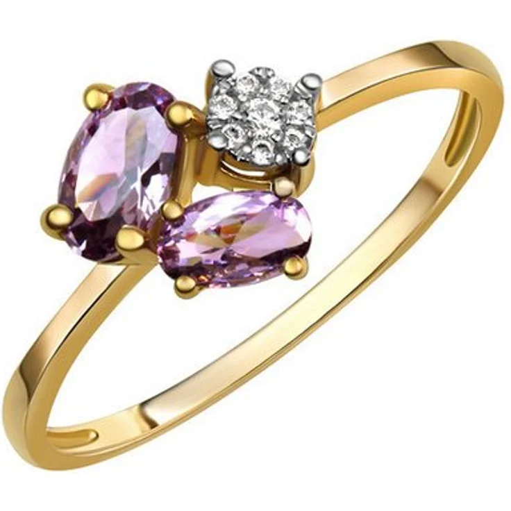Fascination by Ellen K. Fingerring Gold 375, Damen-Ring mit echtem Amethyst und Zirkonia, glänzend, gelb
