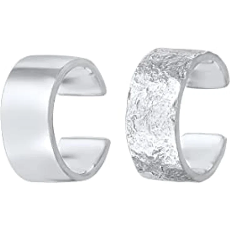 Elli Earcuff Set Breit Basic Gehämmert, Damen Ohrringe aus 925 Sterling Silber, anlaufgeschützt, handgefertigt – Bild 1
