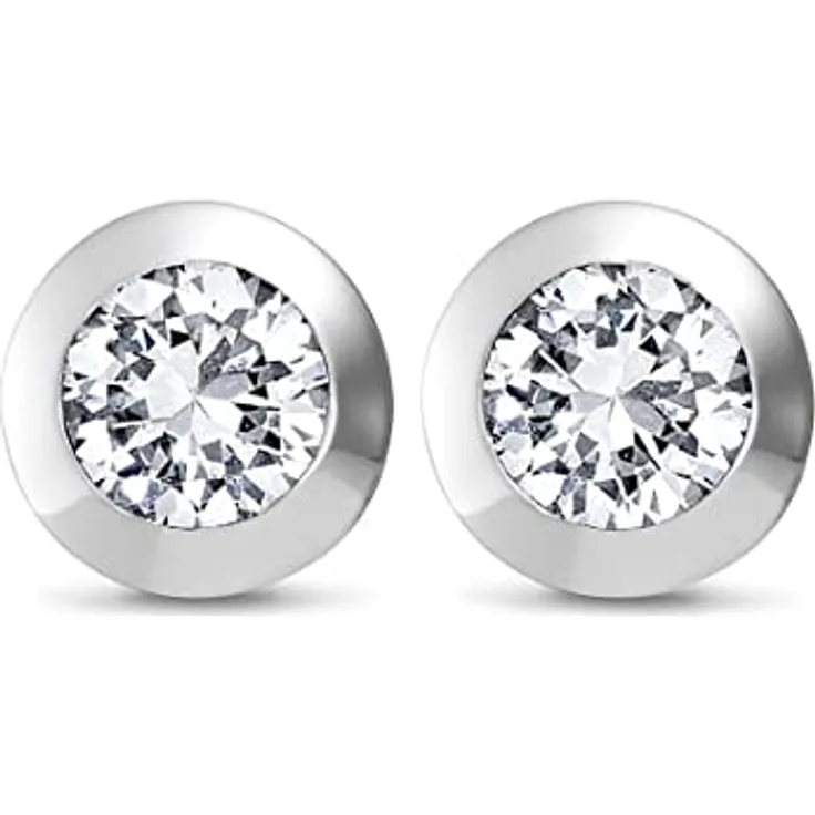 JETTE Ohrstecker SOLITAIRE 86505657, Silber mit funkelndem Zirkonia, puristisch und extravagant