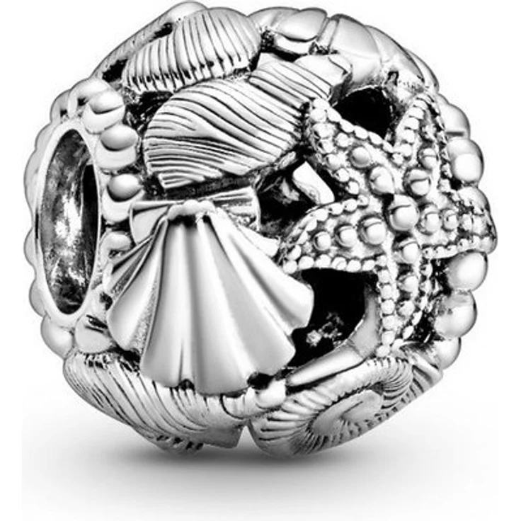 Pandora Charm 798950C00, Offenes Design mit Seestern, Muschel und Herzen aus Sterling-Silber