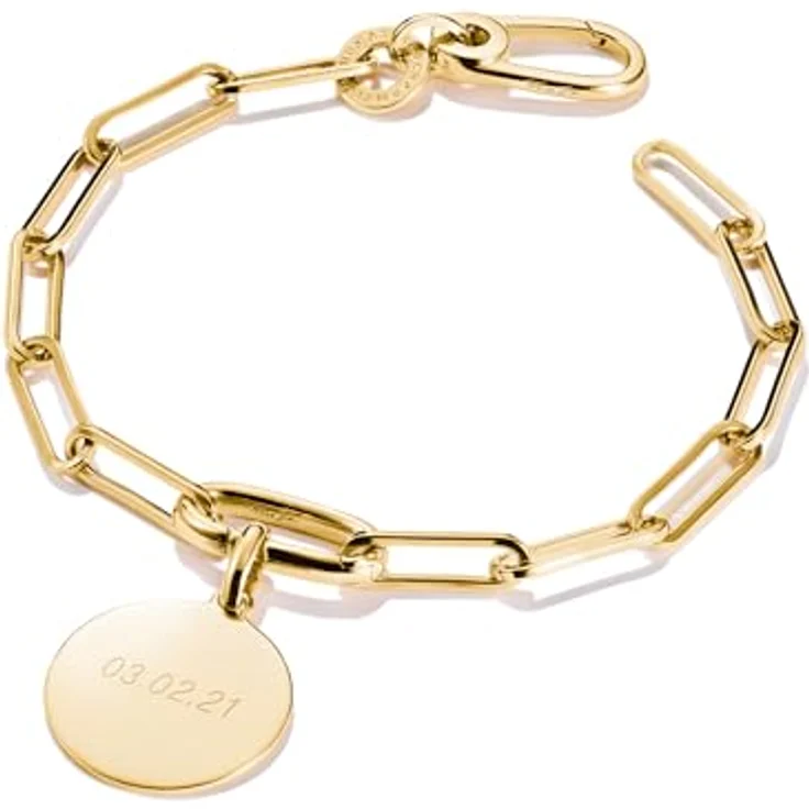 THOMAS SABO Charm-Armband Paperclip, vergoldet aus recyceltem 925 Silber mit Connect Link, vielseitig kombinierbar – Bild 2