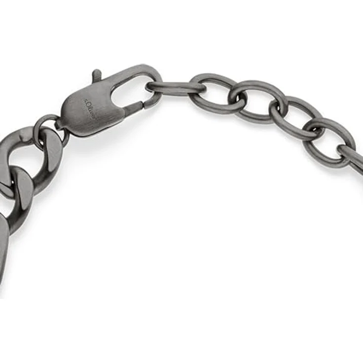s.Oliver Herren Bracelet - Armband aus gebürstetem Edelstahl in IP Gun - Figaro verstellbar bis 22 cm - wasserfest & hautfreundlich – Bild 2