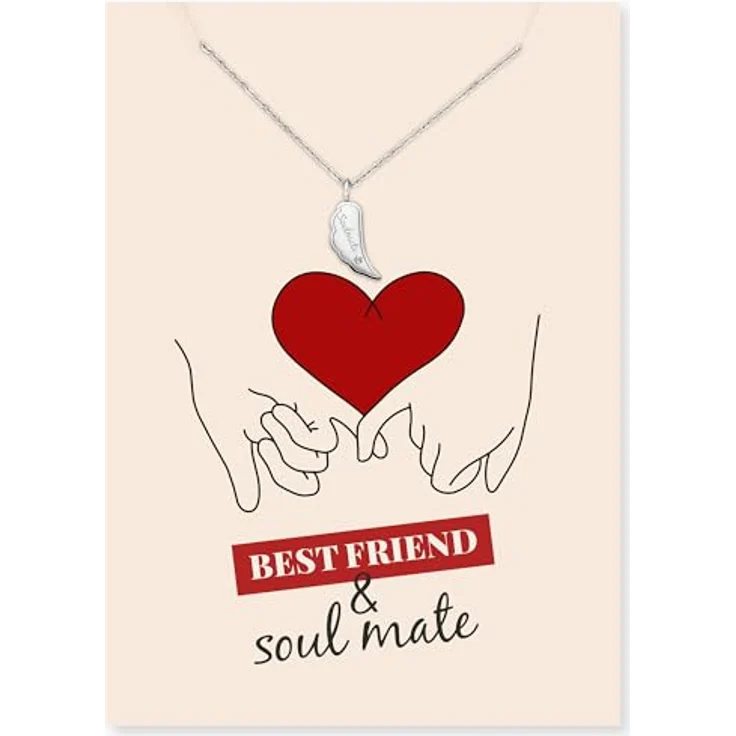 Engelsrufer Grußkarte Soulmate mit Halskette aus Edelstahl Silber, Schmuck mit Engelsflügel & Zirkonia, emotionales Geschenk für Seelenverwandte – Bild 3