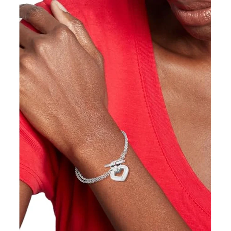 Tommy Hilfiger Jewelry Doppeltes Ketten-Armband für Damen aus Edelstahl mit herzförmigem Anhänger und verstellbarem Stabbverschluss - 2780969 – Bild 3