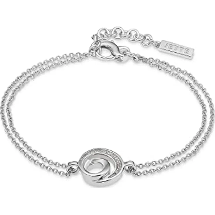 JETTE Damen-Armband DOT, 925er Silber rhodiniert mit 13 Zirkonia, One Size, 17 cm + 3 cm Verlängerung