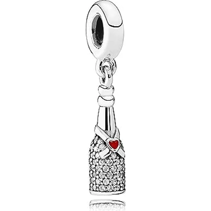 PANDORA Damen-Kette mit Anhänger Celebration Time, 925 Sterlingsilber, Silber/Rot, besetzt mit Zirkoniasteinen, 2,9 cm – Bild 1