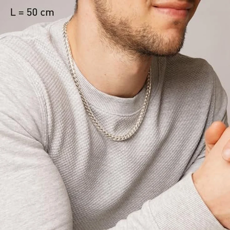 trendor Herren-Kette 925 Silber Fuchsschwanzkette 5,6 mm, modischer Halsschmuck 50 cm mit Karabinerverschluss, Geschenkpackung – Bild 4