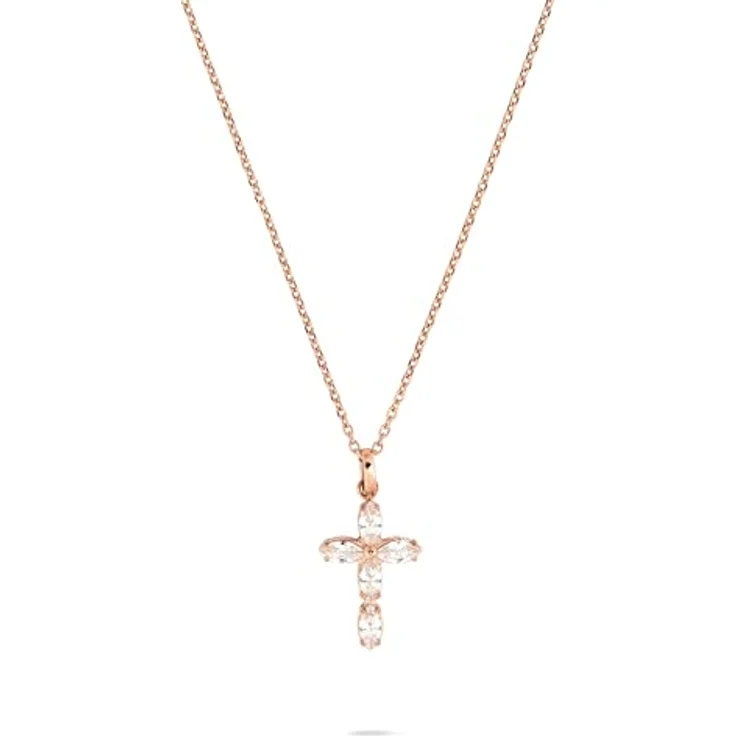 Tamaris Necklace, Halskette mit Kreuz-Anhänger aus Edelstahl, IP Roségold, verstellbar bis 47 cm, wasserfest & hautfreundlich – Bild 1