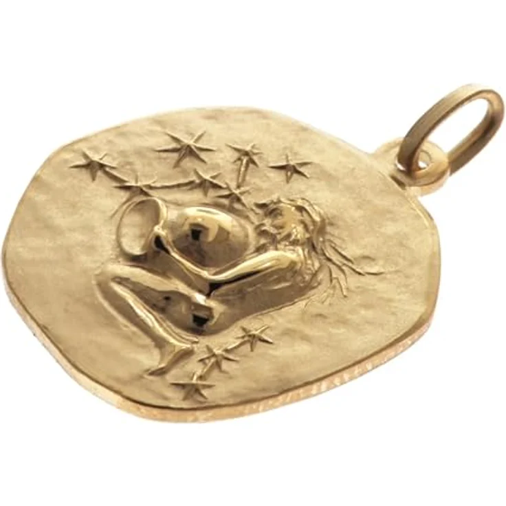 trendor Wassermann Sternzeichen Herrenkette Gold auf Silber, Ø 20 mm, 50 cm, Tierkreiszeichen Halskette aus 925 Silber, zeitloser Halsschmuck, perfekte Geschenkidee – Bild 2