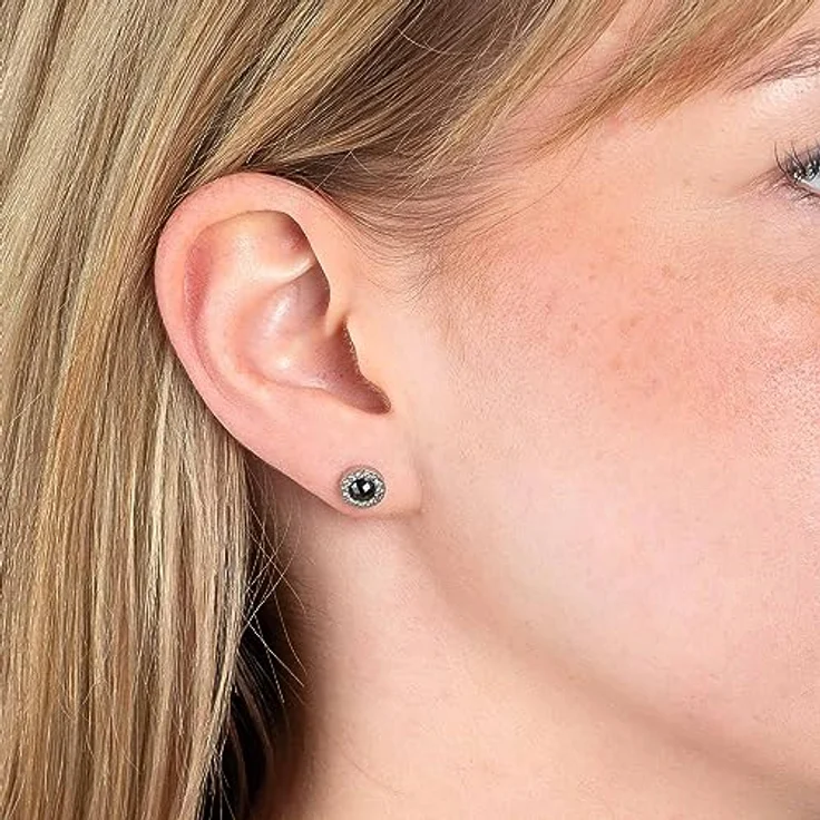JEWELS BY LEONARDO Isa Ohrstecker, silberfarbener Edelstahl mit schwarzem Glaskristall und Zirkonia-Steinen, 1 Paar, Geschenk für Frauen – Bild 2