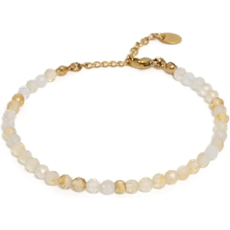 BERGERLIN Citrin Armband gelb, facettiertes Damen-Armbändchen mit vergoldeter Perle und verschließbarem Mechanismus, Größe XS-S – Bild 1