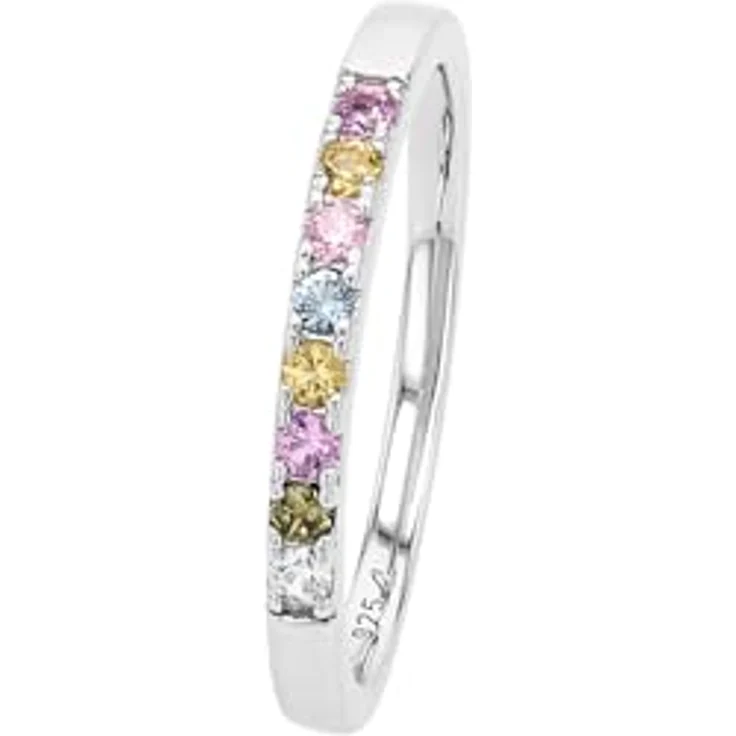 s.Oliver Damenring 925 Sterling Silber im Regenbogen Design, mit synthetischen Zirkonia, Geschenkbox, 2037842 – Bild 2