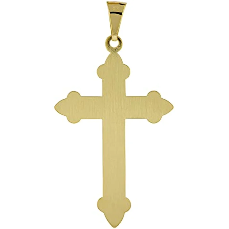 trendor Kreuz-Anhänger Gold 585 (14 Karat) 40 x 27 mm, eleganter Halsschmuck für Herren, Geschenkidee aus Echtgold, polierte Oberfläche, dekorierte Gestaltung, Artikelnummer 51998 – Bild 2