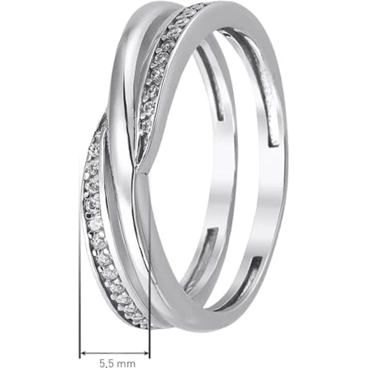 trendor Silberring Damenring 925 Silber rhodiniert mit Zirkonia, maximal 5,5 mm breit – Bild 4