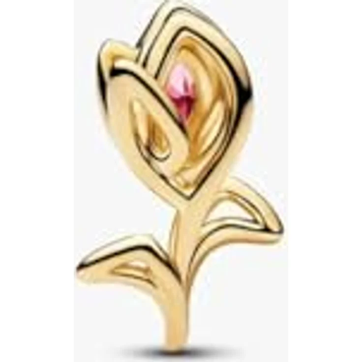 PANDORA Charm Tulpe, 14 Karat vergoldeter Blumenanhänger mit rosa Cubic Zirkonia, kompatibel mit Moments, 764555C01 – Bild 2
