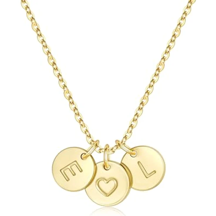TINGN Gold Kette mit Buchstaben L und E, 14-karätige Herz Halskette für Frauen, hypoallergen, 45 cm + 6 cm Verlängerung, perfektes Geschenk für Mädchen und Freundinnen – Bild 1