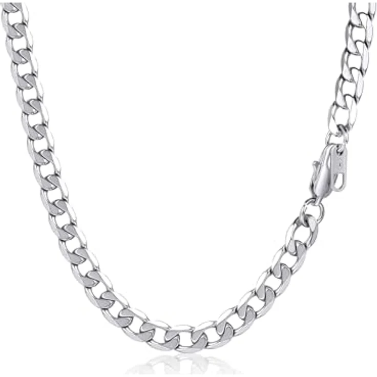 PROSTEEL Herren Panzerkette, Edelstahl Gliederkette in Silber, 55CM lang, 6MM breit, mit robustem Karabinerverschluss – Bild 1