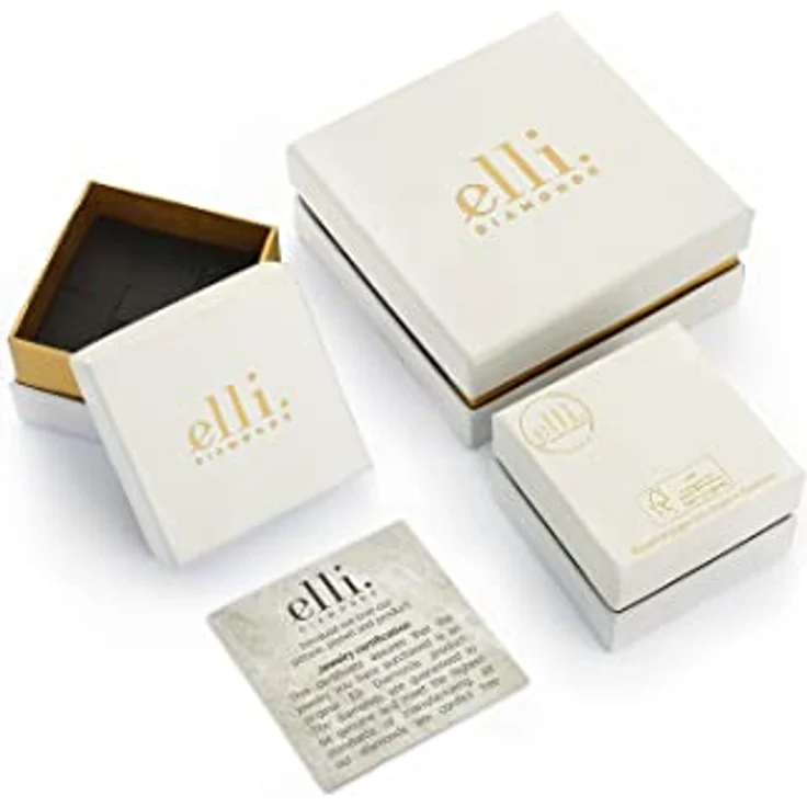 DIAMORE Elli DIAMONDS Ring Damen Geo Microsetting mit Diamant (0.125 ct.) in 585 Gelbgold, handgefertigter Echtschmuck – Bild 5