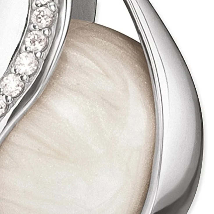 Engelsrufer Himmelsträne Anhänger, Perlmutt Klangkugel in 925er Sterlingsilber, mit 16 weißen Zirkonia, Größe 25,5 mm – Bild 2