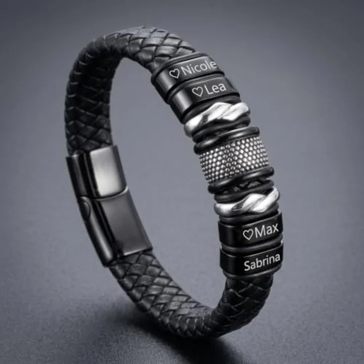 Q UNIQAL STORE GERMANY UNIQAL | Personalisierbares Lederarmband mit Gravur "SHAPE", Magnetverschluss, handgemacht in Deutschland, 19 cm, Unisex, Echtes Rindsleder – Bild 5