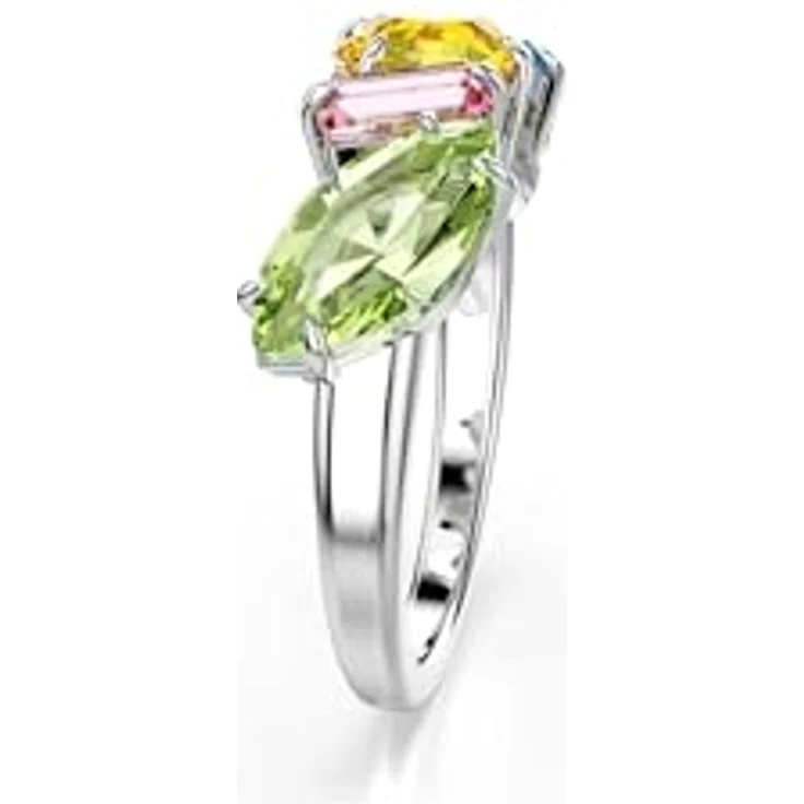Swarovski Gema Ring, Rhodinierter Damenring mit Mehrfarbigen Kristallen in verschiedenen Schliffen – Bild 3