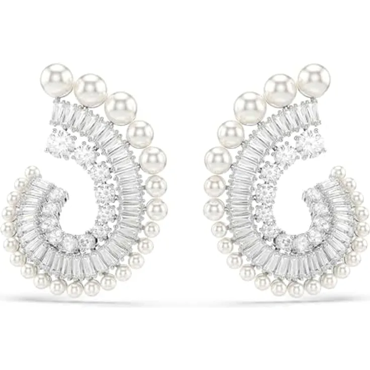 Swarovski Ariana Grande x Swarovski Drop-Ohrhänger, Kristallperle, verschiedene Schliffe, Weiß, rhodiniert
